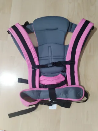 Mochila portabebés gris y rosa