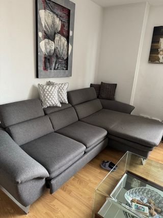 Sofá Cama Gris Tela