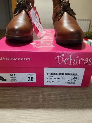 Botín cuero marrón talla 38