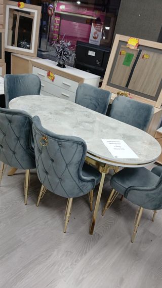 Mesa Comedor Turca Negra y Dorada