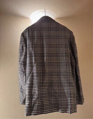 Giacca a quadri bianca e nera