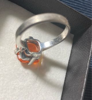 Anillo Plata 935 con Piedra Naranja