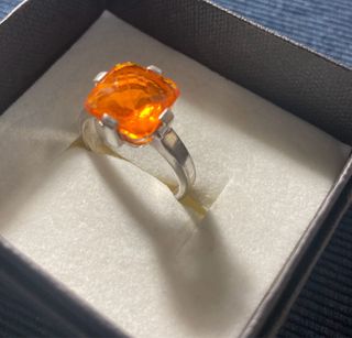 Anillo Plata 935 con Piedra Naranja