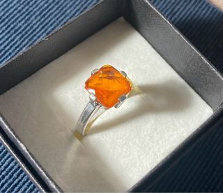 Anillo Plata 935 con Piedra Naranja