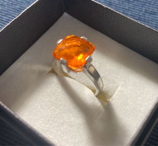 Anillo Plata 935 con Piedra Naranja
