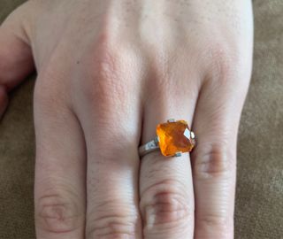 Anillo Plata 935 con Piedra Naranja