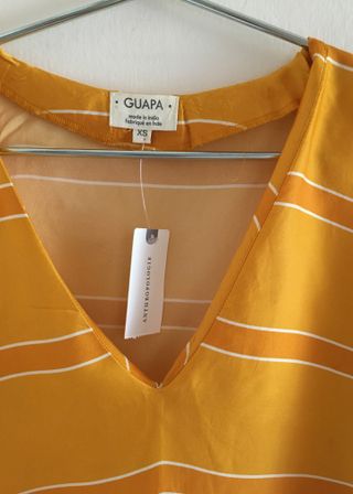 Top kimono de seda amarillo de Anthropologie XS