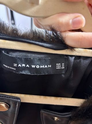 Abrigo Pelo Zara Talla M Marrón y negro