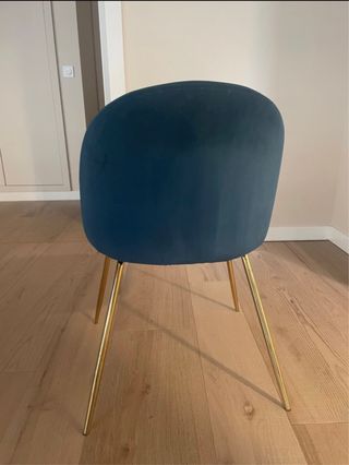 Juego de 4 Sillas de Comedor Terciopelo Azul