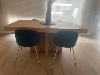 Juego de 4 Sillas de Comedor Terciopelo Azul
