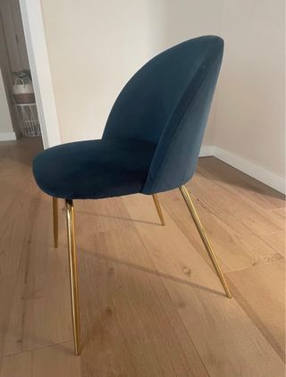 Juego de 4 Sillas de Comedor Terciopelo Azul