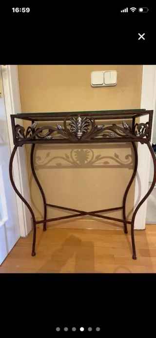 Lámpara y mesa forja cristal