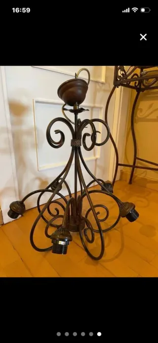 Lámpara y mesa forja cristal