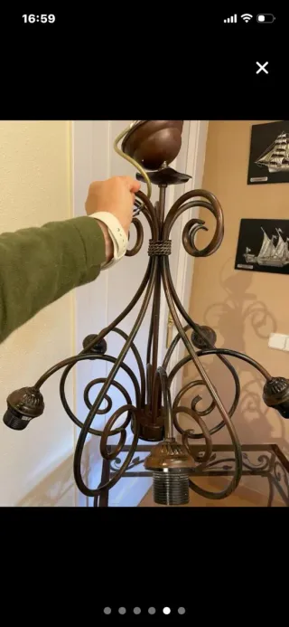 Lámpara y mesa forja cristal