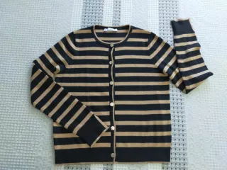 Cárdigan Mango rayas beige y negro