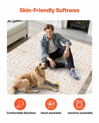 Tappeto per Salotto 1829 x 2743 mm Lavabile Beige