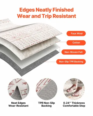 Tappeto per Salotto 1829 x 2743 mm Lavabile Beige