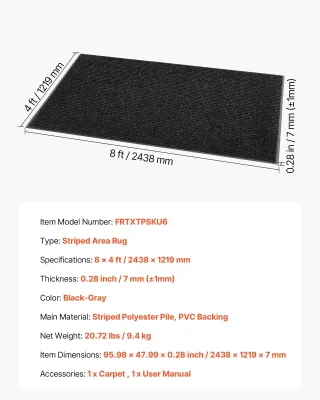 Zerbino per Ingresso, 2438 x 1219 mm Tappetino