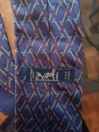 Corbata Hermes Seda Natural Azul/Morado