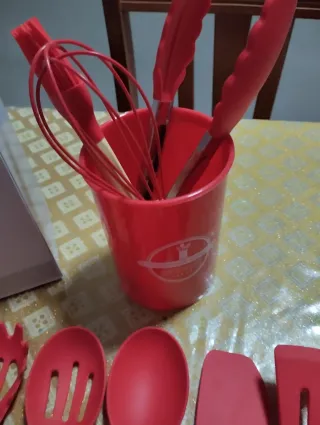 Set Mestoli Cucina Silicone Rosso