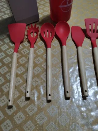 Set Mestoli Cucina Silicone Rosso