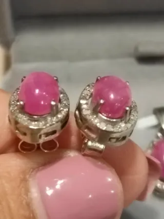 Conjunto Rubí Estrella Natural con Diamantes