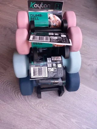 Juego de mancuernas fitness 12kg con soporte NUEVO