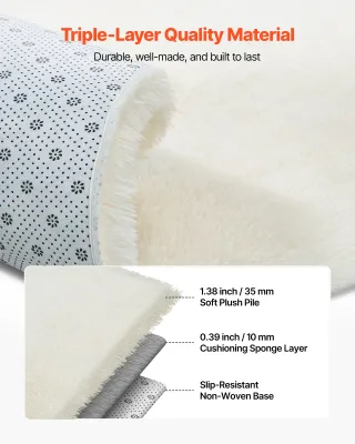 Tappeto Morbido Interni in Peluche Bianco Avorio