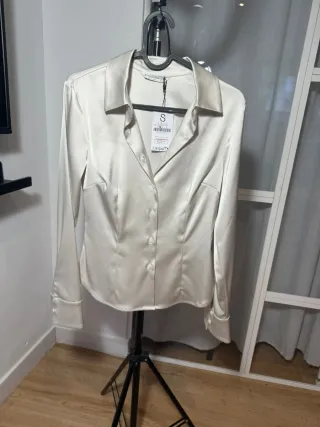 Camisa Stradivarius Blanca Talla S