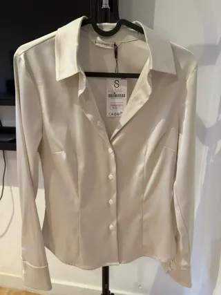 Camisa Stradivarius Blanca Talla S
