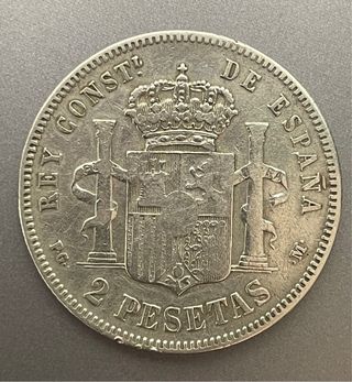 2 Pesetas Alfonso XIII 1891 PG M. El Pelón, escasa
