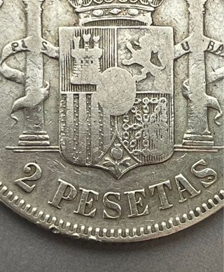 2 Pesetas Alfonso XIII 1891 PG M. El Pelón, escasa