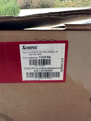 Akrapovic MT07 Tracer7 Titanium Euro5+ 2025