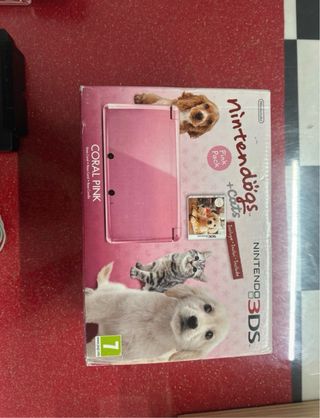 Nintendo 3DS Coral Pink + Nintendogs + Cats