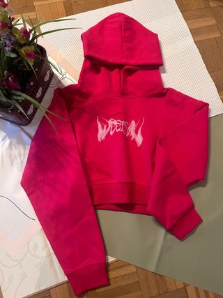 Sudadera Corta Rosa con Estampado