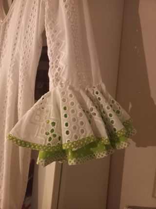 Vestido Flamenca Blanco y Verde