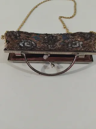 Cartera de fiesta lentejuelas doradas y multicolor