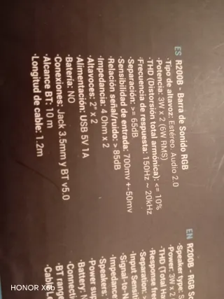 Barra de Sonido R200B RGB Bluetooth 5.0