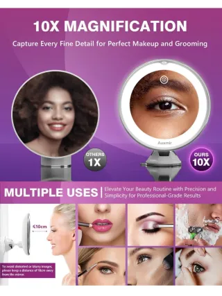 Auxmir Espejo Maquillaje LED 10X Plata