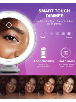 Auxmir Espejo Maquillaje LED 10X Plata