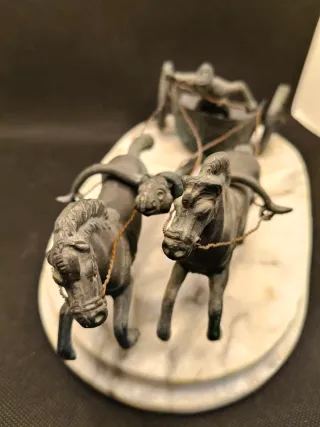 Biga Romana in Bronzo e base in Marmo