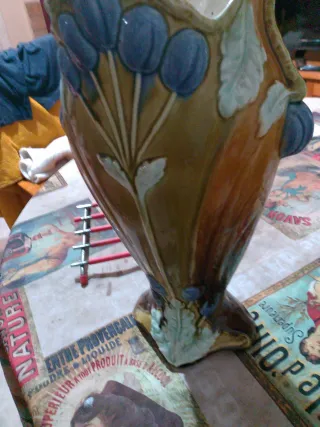 Pareja Jarrones Art Nouveau Cerámica