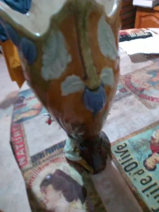 Pareja Jarrones Art Nouveau Cerámica