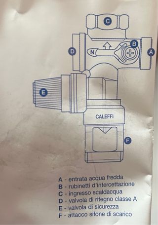 Gruppo sicurezza Caleffi per scaldacqua a accumulo