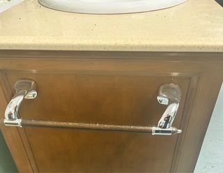 Mueble de baño madera y piedra