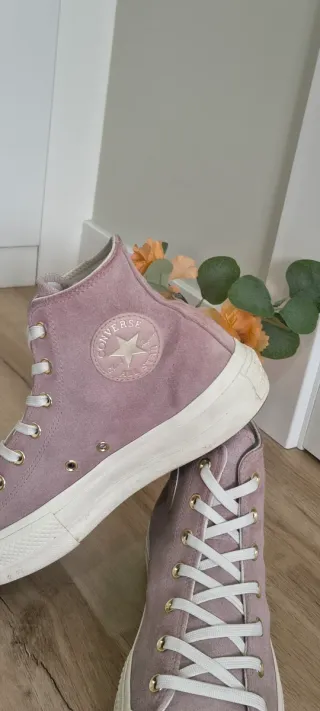 Converse con plataforma talla 41 ante malva