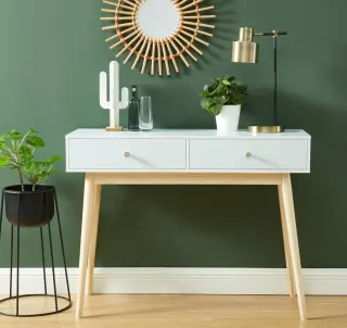 Consola Nórdica Blanca y Madera