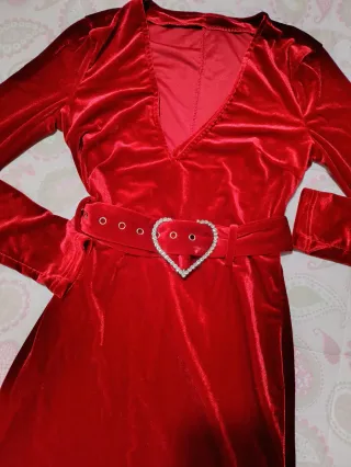 Vestido Rojo Terciopelo Corazón Talla M