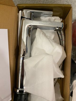 Grifo lavabo baño cocina acero inoxidable plateado