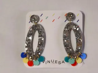 Pendientes Vinuesa Confeti Largos Plata